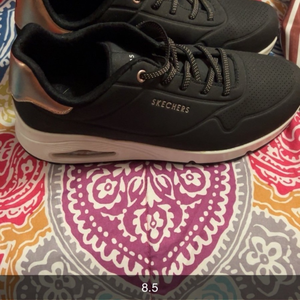 Skechers Black Sneakers with Rose Gold Accents